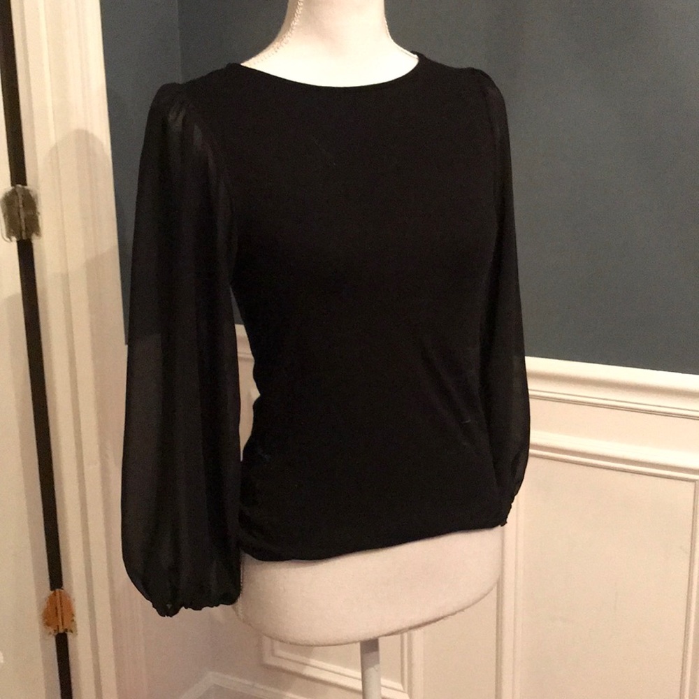 Black blouse with see through sleeves
